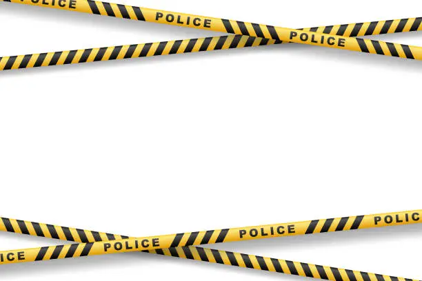Vector illustration of Caution lines isolated. Police tapes. Danger signs. Vector illustration