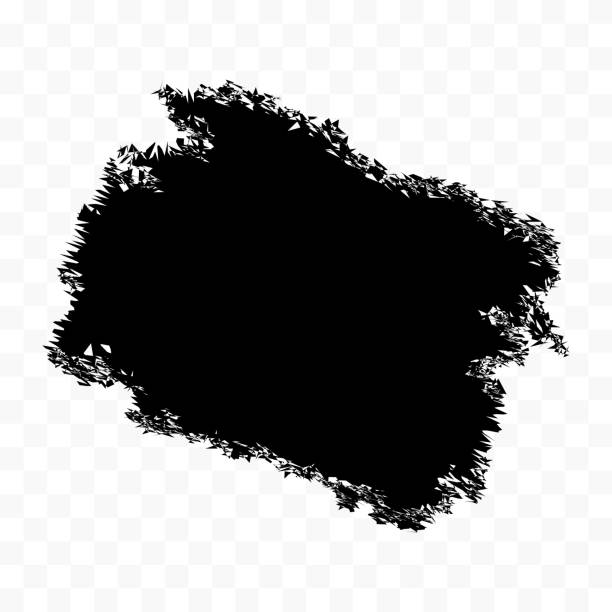 istock Hand drawn big brush stroke. Stain for backdrops. Monochrome design element. Artistic hand drawn black color on transparent background. Vector stock illustration. 1582890960