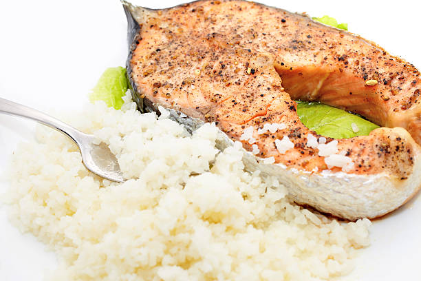 Baked salmon stock photo