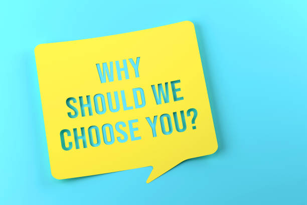 istock Why Should We Choose You Written Yellow Speech Bubble On Blue Background 1582901360