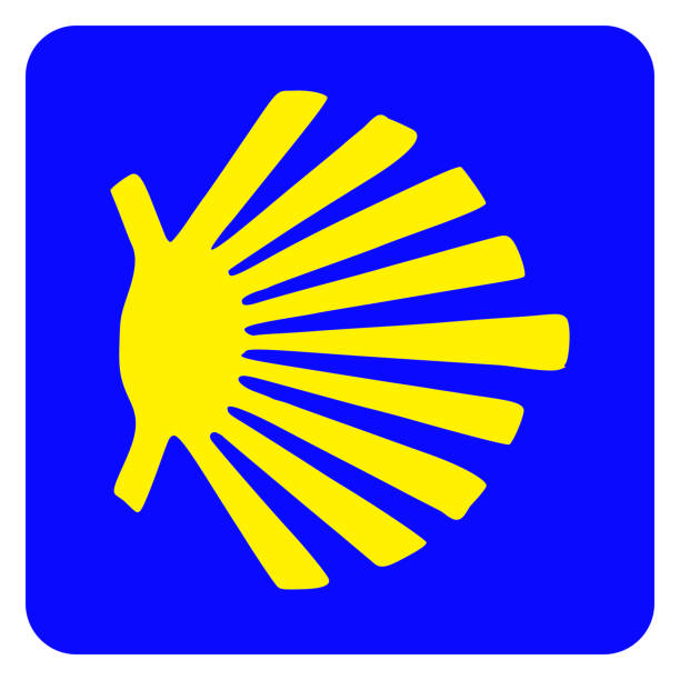 Vector graphic of the Saint James way shell A stylised scallop shell, the modern sign post of the St James Way pilgrims stock illustrations