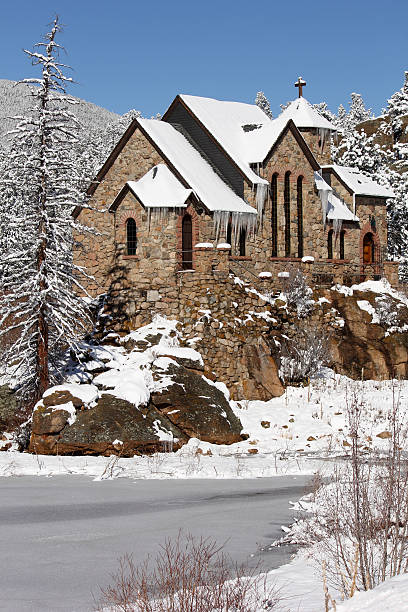 istock Stone Church in Winter 158292459