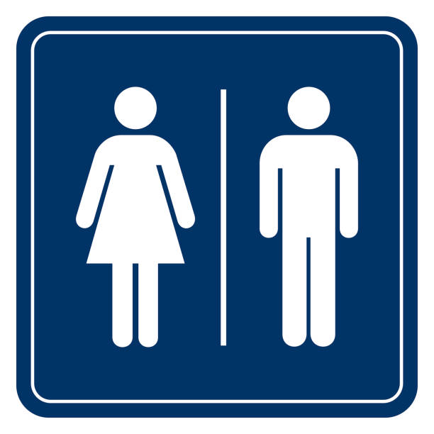 Male and female toilets Vector graphic of male and female toilet symbol mens room stock illustrations