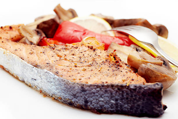 Baked salmon stock photo