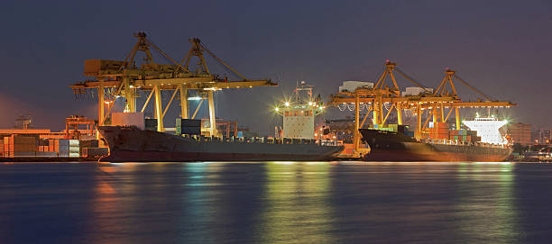 istock Panorama of Cargo freight ship 158300193