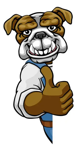 Vector illustration of Bulldog Mascot Decorator Gardener Handyman Worker