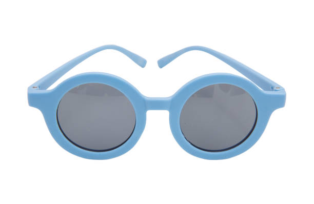 istock Sunglasses isolated on white background, children pastel blue round frame eyeglasses, 1583007987
