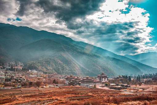 Tashichho Dzong is a Buddhist monastery and fortress on the northern edge of the city of Thimphu in Bhutan
