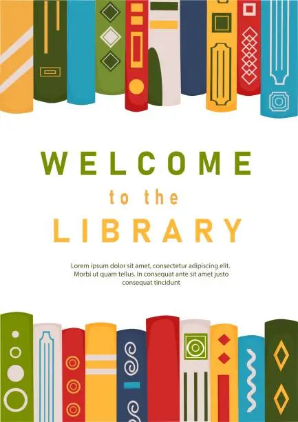 Vector illustration of Welcome to the library poster