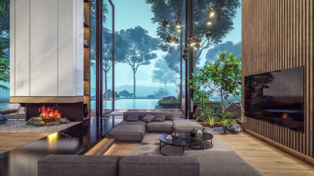 istock 3d rendering of expensive cozy interior with green walls in night 1583045263