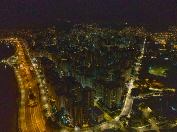 istock Florianopolis in Santa Catarina. Night aerial image. 1583055723