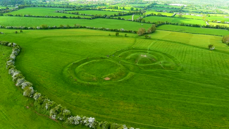 Aerial view of the Hill of Tara, famous archaeological complex, County Meath, Ireland