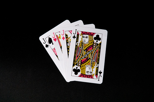 Playing cards - isolated on white background.Royal flush. Playing cards isolated on a white background