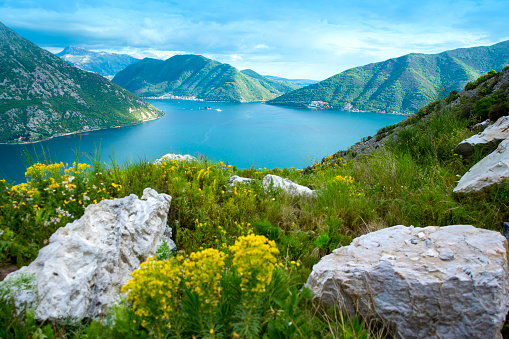 View from a height of the mountains, Bay of Kotor