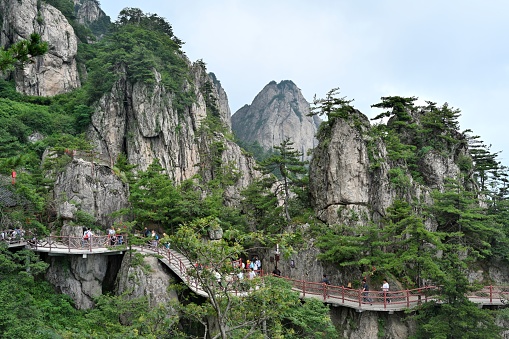 The Laojun Mountain, Luanchuan County, Luoyang City, Henan Province.\nLaojun Mountain is the main peak of the eight hundred li Funiu Mountain range in the rest of the Qinling Mountains, with an altitude of 2217 meters. It was formed in the continental mountain building movement 1.9 billion years ago. In the thirty-one year of Wanli (1603), Emperor Shen of the Ming Dynasty decreed that Laojun Mountain was \