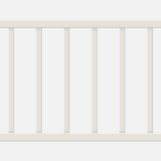 istock Realistic Detailed 3d Plastic or White Wooden Fence Section. Vector 1583090265