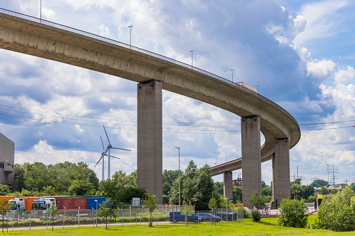 The Köhlbrand Bridge (German: Köhlbrandbrücke) - a cable-stayed bridge in Hamburg, Germany