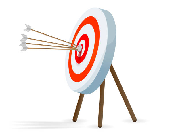 istock Arrow right in the center of the target. 1583102793