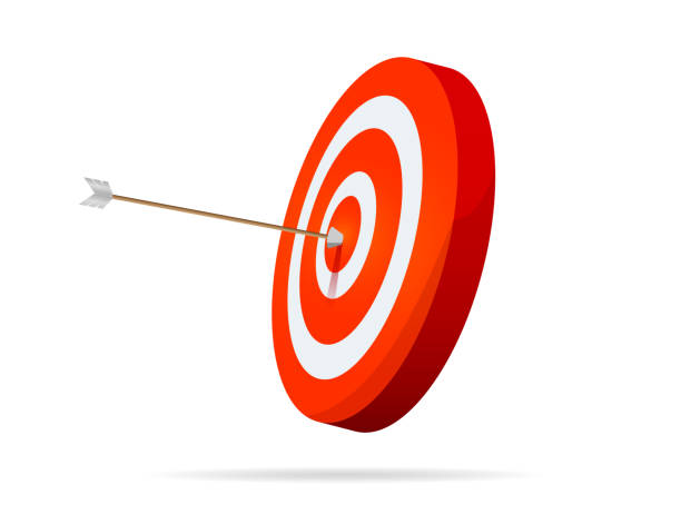 istock Arrow right in the center of the target. 1583102835