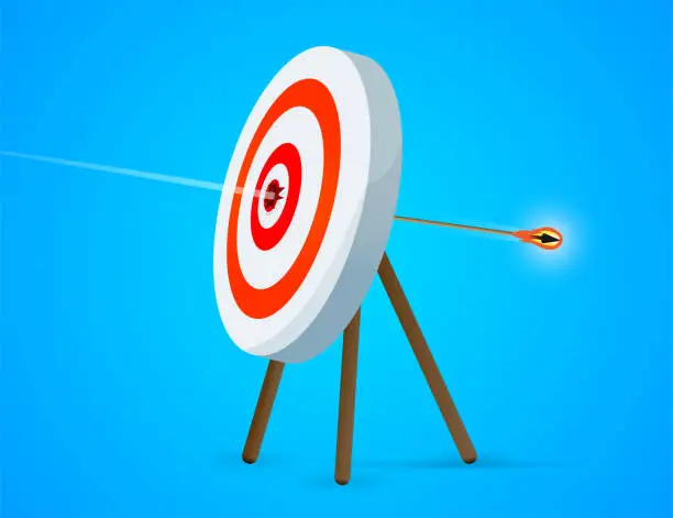 Vector illustration of Target crossed by the arrow.