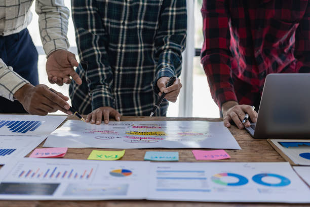 istock Startup entrepreneurs are discussing brainstorming together, a new start-up project in an alliance's business meeting with graphed documents while sitting at the office together. Remote Picture 1583107989