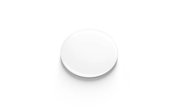 istock Blank white glass round fridge magnet mockup, side view 1583121328