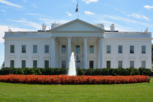 Wide shot of the White House - 1600 Pennsylvania Ave. Washington, DC