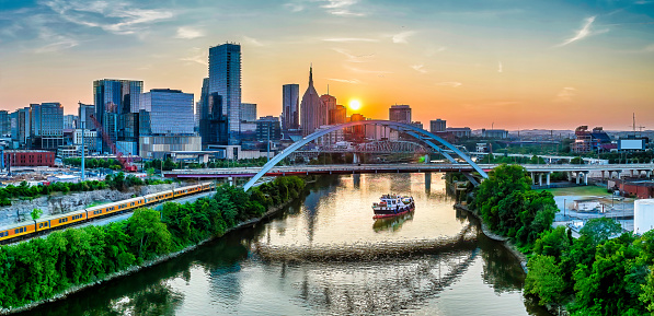 Nashville Tennessee skyline Golden sunset