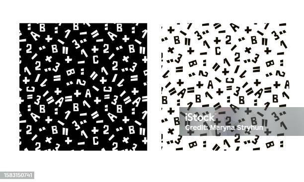 Math Lettering Transparent Background Letters And Numbers Pattern On A Transparent Background Vector Graphics ...