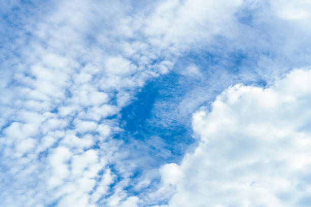 White fluffy cloud and blue sky in sunny day on summer