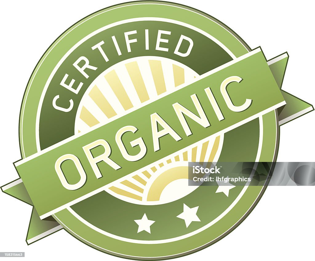 Certificada orgânicos ou autocolante etiqueta de alimentos - Royalty-free Certidão arte vetorial