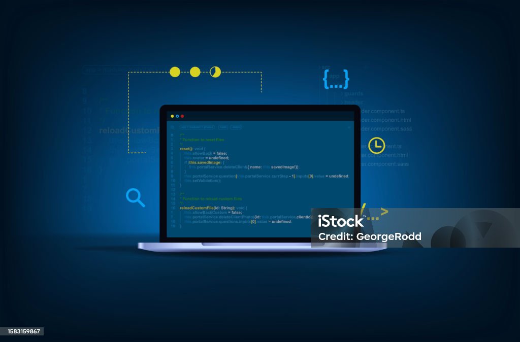 Computer Programming Software Or Game Development Illustration With ...