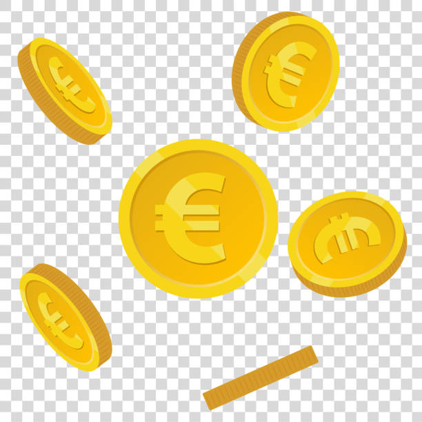 euro-münze auf transparentem hintergrund. - ein euro stock-grafiken, -clipart, -cartoons und -symbole