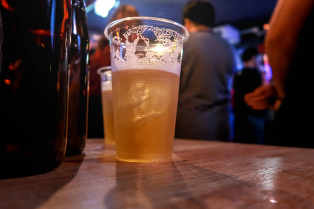 Draft beer.  Enjoying Evening Drinks at the pub party in a nightclub