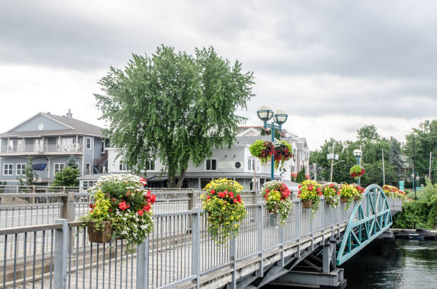 istock Flowers on the bridge over Magog river 1583194288