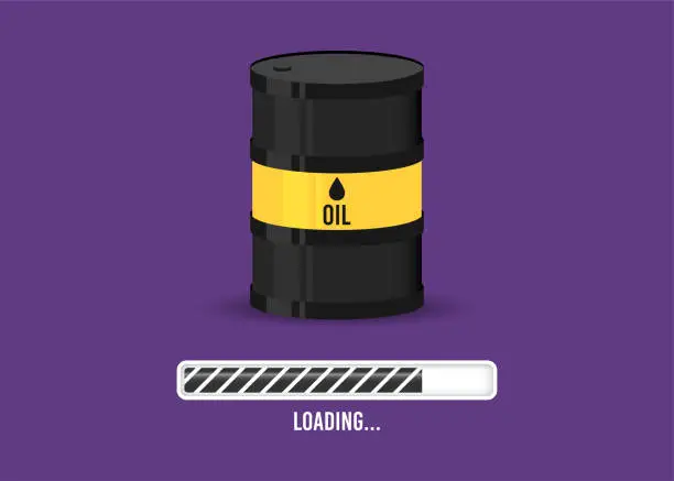 Vector illustration of Oil in development phase, in phase of purchase, sale, exchange...