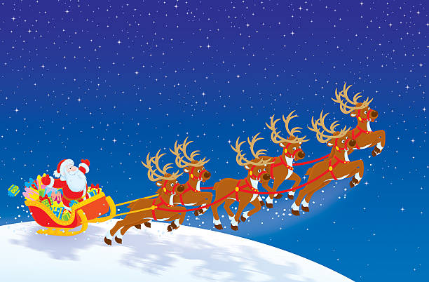 istock Sleigh of Santa taking off in the night sky 158323314