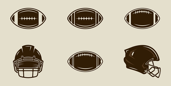 set of isolated american football icon   vector illustration template graphic design. bundle collection of various sport sign or symbol for club or league tournament
