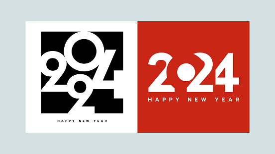 Happy new year 2024, Number design template