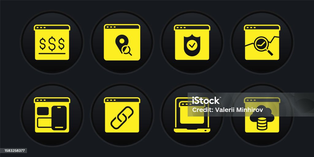 Set Web Developer Programming Code Browser Window Laptop Browser Shield ...