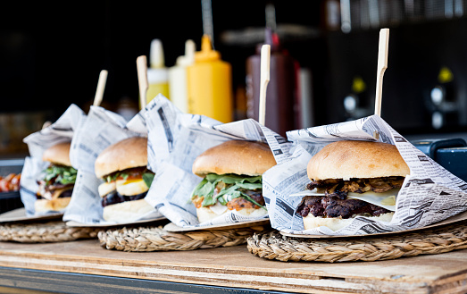 Hamburger food truck festival, Alicante, Valencian Community, Spain.