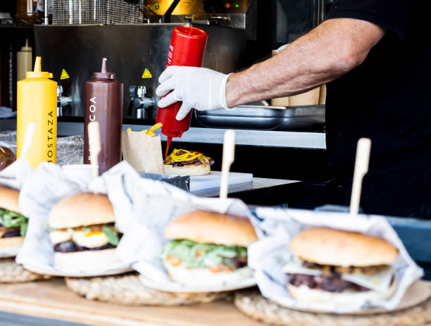 Hamburger food truck festival, Alicante, Valencian Community, Spain.