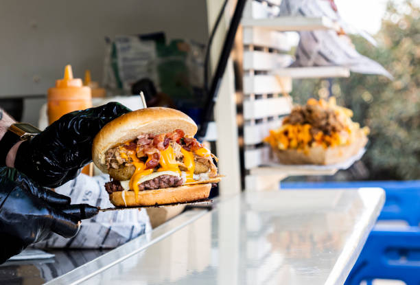 istock Hamburger food truck. 1583263252