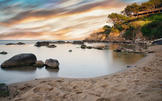 Long exposure picture take from the spanish coastline , beautiful mediterranean scenery .