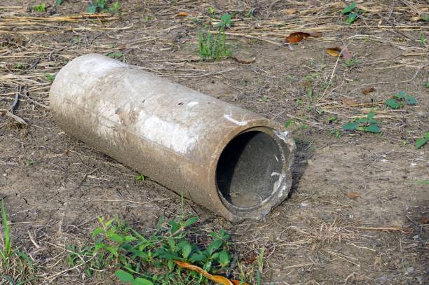 istock A drainage cement  pipes on the ground in the countryside. 1583307111