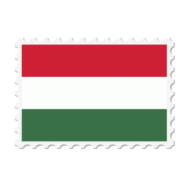 Vector illustration of Hungary postage stamp. Postcard vector illustration with Hungarian national flag isolated on white background.