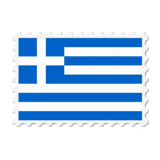 Vector illustration of Greece postage stamp. Postcard vector illustration with Greek national flag isolated on white background.