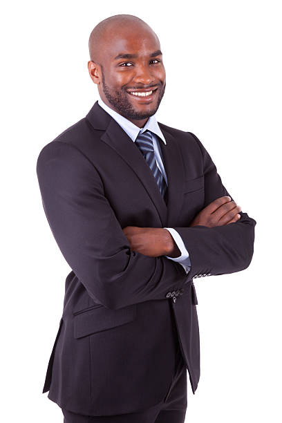 African American business man  with folded arms stock photo