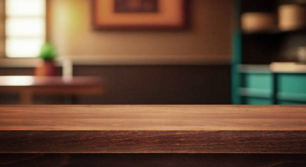istock Background of a beautiful and bright kitchen with desk 1583354972