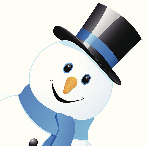 snow man with top hat vector art illustration